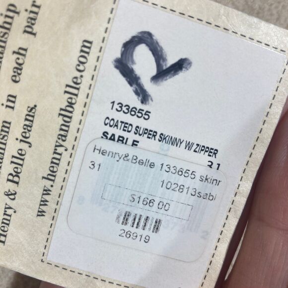 Henry & Belle Coated Jeans Women 31x 32 Brown Skinny Festival Concert Night Out - Picture 7 of 12